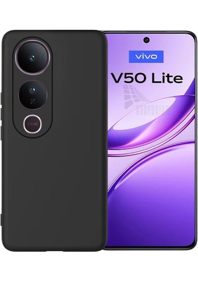 Vivo V50 Lite Uyumlu Silikon Kılıf - Kamera Korumalı Esnek Pastel Renk Kapak - Siyah