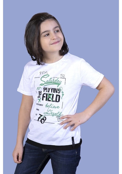 Toontoy Kids Toontoy Erkek Çocuk Etek Garnili Tişört Beyaz