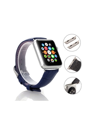 Ally Apple Uyumlu iOS  Watch 7 45Mm 6-5-4 44Mm Deri Kordon Kayış Crocodile 3