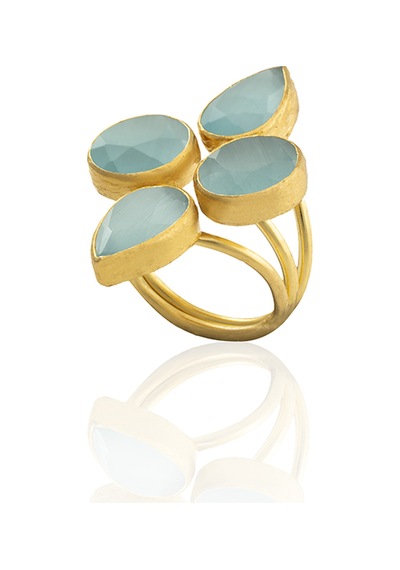 Kadir Jewellery 22 Ayar Altın Kaplama Zirkon Taşlı Kadın Vintage Yüzük Açık Mavi 75425831
