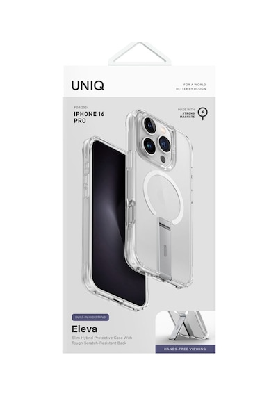 Apple Uyumlu iPhone 16 Pro Kılıf Eleva Serisi Standlı Magsafe Özellikli Magclick Premium Kılıf Clear