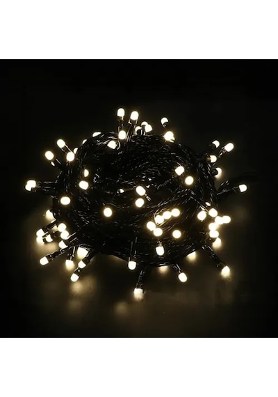 10m 100 Led Boncuk Lamba Gün Işığı Siyah Kablo Sarı