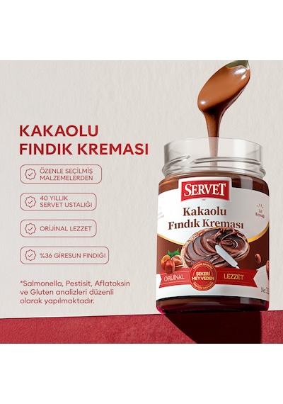 Servet Şeker İlavesiz Kakaolu Fındık Kreması 315 Gr 3 Lü Paket