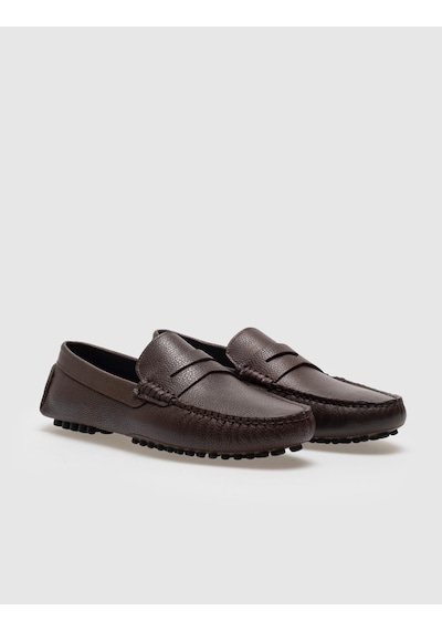 Hakiki Deri Kahverengi Kemerli Erkek Loafer - 43