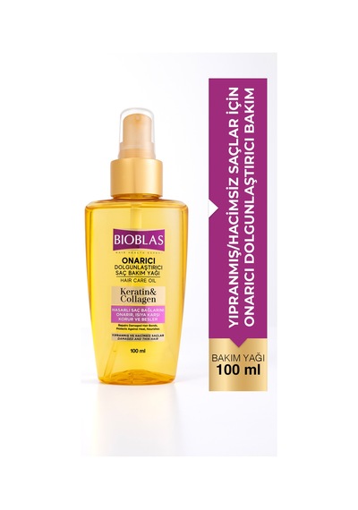 Keratin Kolajen Onarıcı Dolgunlaştırıcı Saç Bakım Yağı 100 Ml