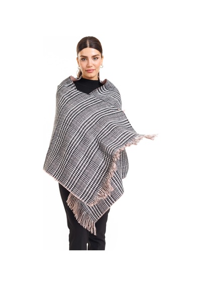 Ladycolor Çift Taraflı Ekose Atkı Şal-omuz Şalı Pembe