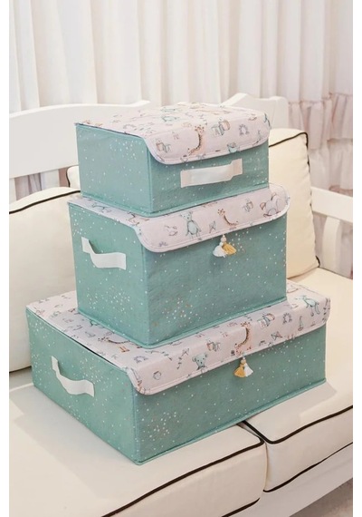Tex Republic Baby Kapaklı Kutu - Bebek Odası Düzenleyici 30 X 22 X 15 Cm Mavi