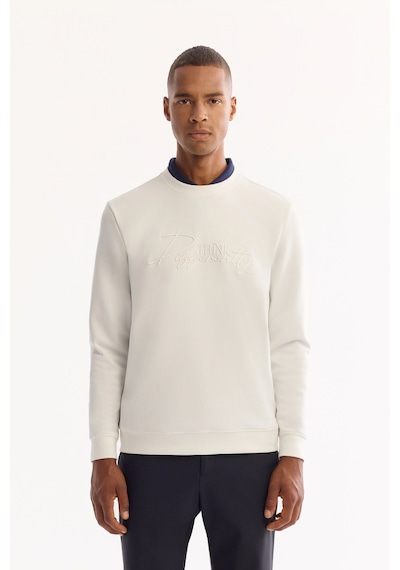 Avva Erkek Ekru Bisiklet Yaka Pamuklu Bi-stretch Baskılı Regular Fit Sweatshirt A52y1264