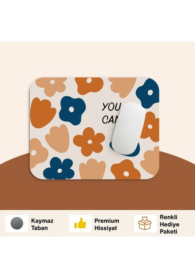 Tabloe You Can Yazılı Desenli Mouse Pad - 23x19 Cm - Kaydırmaz Tabanlı Kaliteli Mousepad Çok Renkli