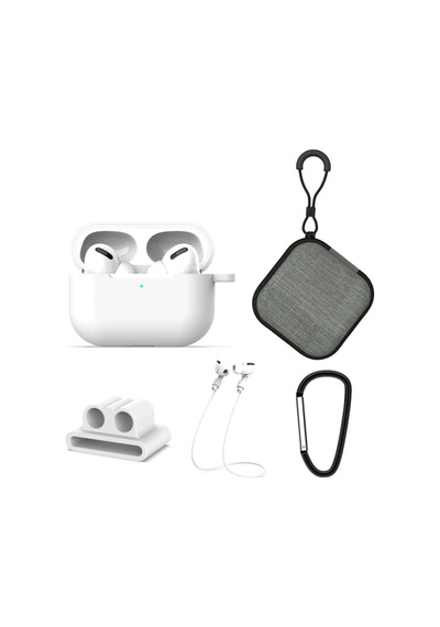 Ally 5 İn 1 Apple Uyumlu AirPods Pro Kulaklık Kılıfı Ve Kulaklık Koruma Çantası Full Set- 5775