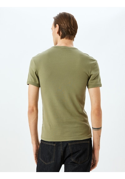 Koton Kısa Kollu Bisiklet Yaka Pamuklu Slim Fit Tişört Khakı 5sam10047hk Haki Koton Kısa Kollu Bisiklet Yaka Pamuklu Slim Fit Tişört Khakı 5sam10047hk Haki