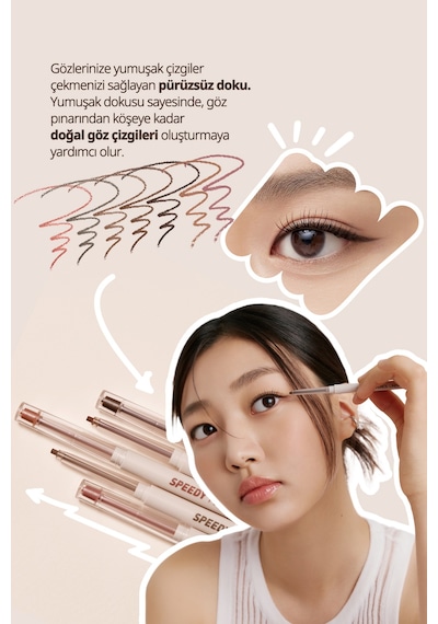 Suya Dayanıklı Kolay Kullanım Sunan Göz Kalemi Peripera Speedy Pencil Liner 4 Soft Ash