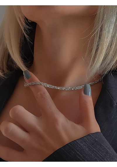 Eva Takı Store Zırh Örgü Zincir Model Çelik Zincir Dokuma İnce El Yapımı Kolye Silver