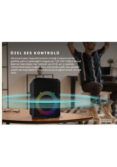 Hifuture Event Bluetooth 80w Rgb Ipx4 Taşınabilir Parti Hoparlörü