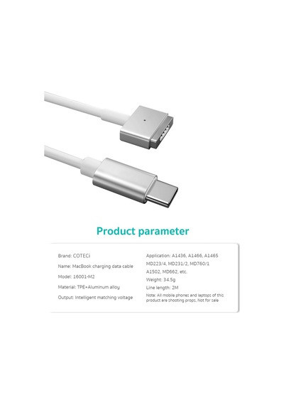 16001-m2 Type-c To Magsafe 2 Hızlı Şarj Kablosu 2 Metre