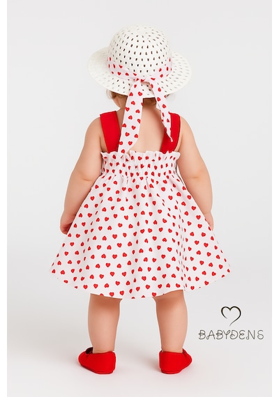 Babyden's Kız Bebek Kalp Desenli Fiyonklu Yazlık Elbise Şapkalı Takım - Kırmızı Beyaz Pamuklu Bebek Elbisesi Kırmızı - Beyaz Babyden's Kız Bebek Kalp Desenli Fiyonklu Yazlık Elbise Şapkalı Takım - Kırmızı Beyaz Pamuklu Bebek Elbisesi Kırmızı - Beyaz