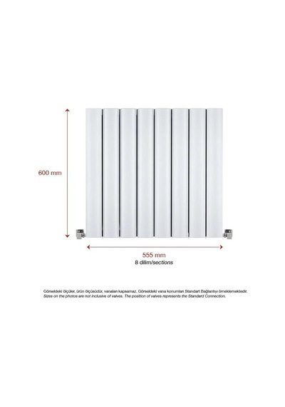 600mm x 555mm Amber Yüksek Isı Kapasiteli Dekoratif Yatay Beyaz Alüminyum Radyatör