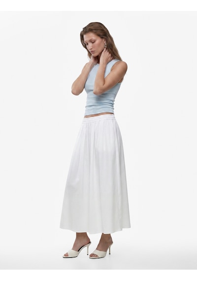 Koton Beli Lastikli Loose Fit Kloş Etek Kırık Beyaz 6sak70241pw Ekru