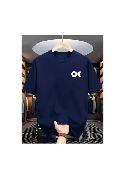 Medinenur Ok Yazı Baskılı Basic T-shirt Lacivert