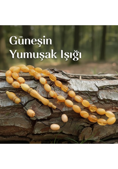 Hareli Sarı Sıkma Kehribar Tesbih 7 11 Mm