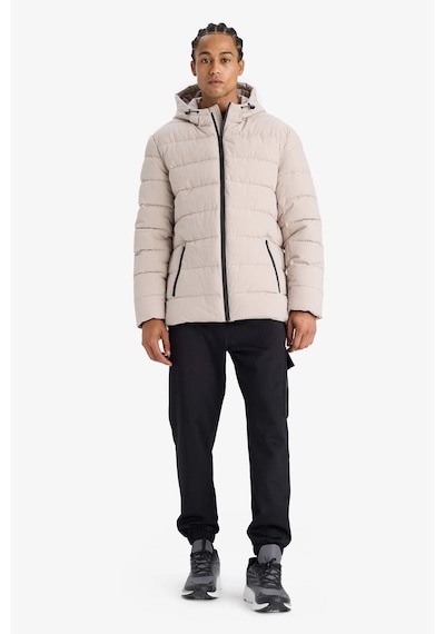 Defacto Su İtici Slim Fit Dar Kesim Astarlı Kapüşonlu Fermuarlı Cepli Dolgulu Mont R0216az25aubg766 Bej-bg766