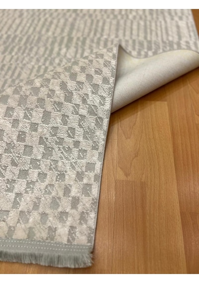 Mikro Geometrik Desenli 200 X 300 Yün Halı Gri