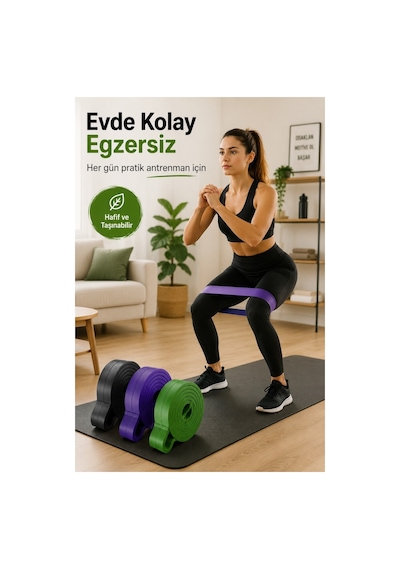 25-35-45 KG Direnç Bandı Seti Kas Geliştirme Lastiği Fitness Pilates Cross Training Bant 3 Sertlik