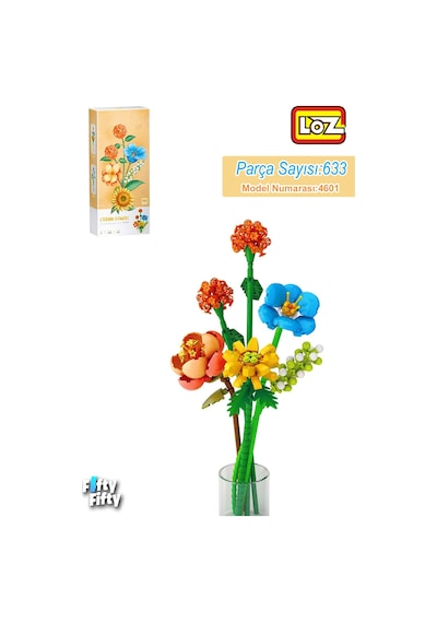 Loz Dekoratif Ve Koleksiyonluk Çiçek Buketi 534 Parça Çiçek Modeli Yapım Seti Fflz-1672