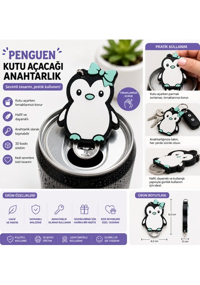 Penguen Kutu Açacağı Anahtarlık Diğer