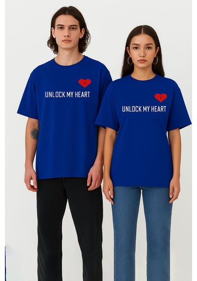 Nevermind Unisex Kadın Erkek The Key To Çift Sevgili T-shirt 2'li Set Takım Lacivert