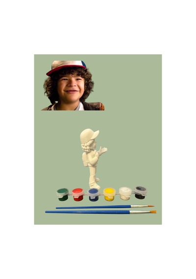 3d Stranger Things Dustin Figür Boyama Seti - Kendin Boya Hobi Ve Etkinlik Seti - Akrilik Boya + 2 Fırça