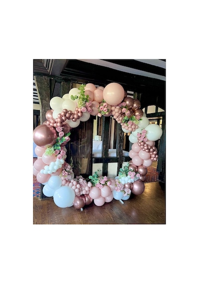 Krom Rose Gold Makaron Pembe Mavi Ve Beyaz Balon Zinciri 100 Adet Mix