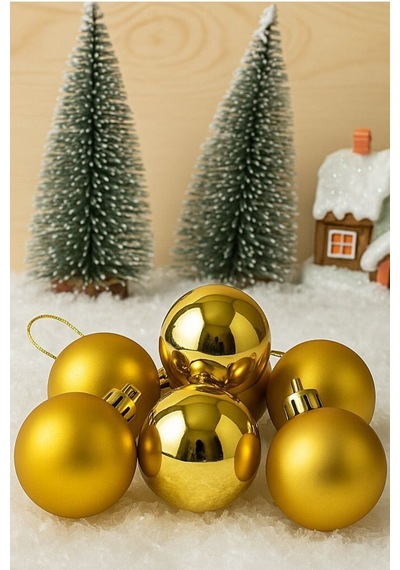 Beysüs Yılbaşı Çam Ağacı Süsü Cici Top 4 Cm 6 Lı Gold Diğer