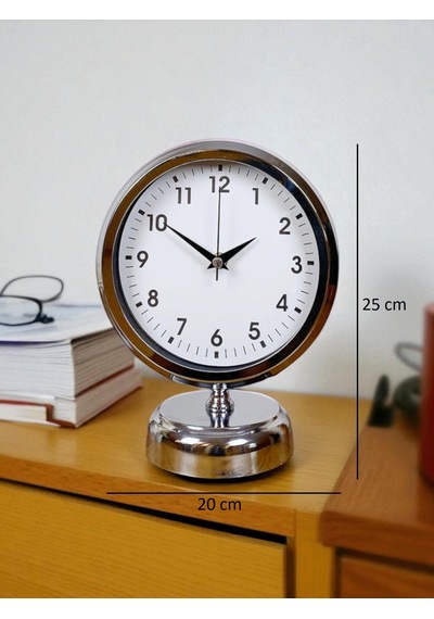 Noble Time 25 X 20 Cm Metal Krom Masa Saati Klasik Seri