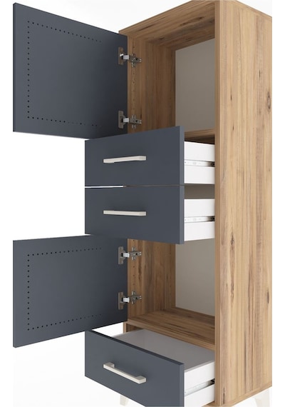 Arges Dolap 2 Raflı 3 Çekmeceli 2 Kapaklı 44x30x134 Çam-antrasit Çam