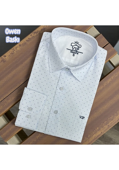 Slim Fit Pamuklu Uzun Kollu Cepsiz Gömlek Slim Fit Kalıp Beyaz