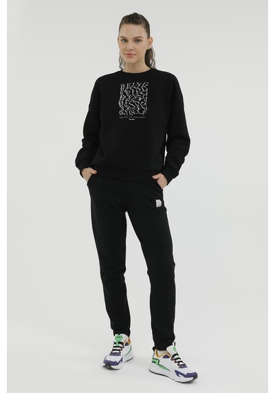 Kinetix W-SDK203 RACHEL SLOGAN SW Siyah Kadın Sweatshirt