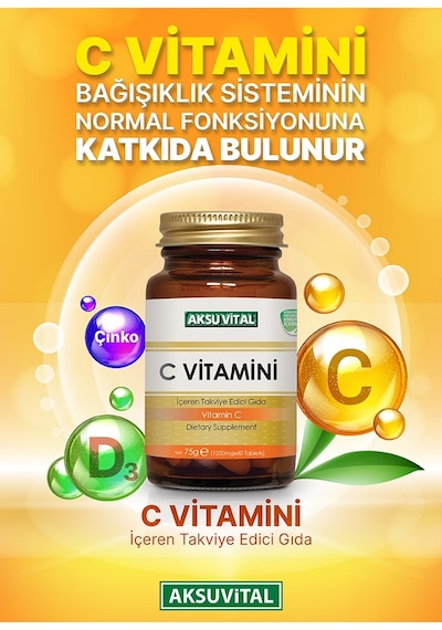 C Vitamini Aksu Vital 1250 Mg 60 Kapsül