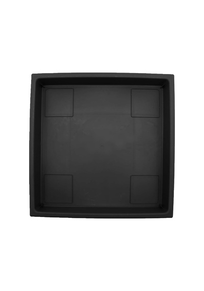 Lexroo 14 İnç Accent Kare Plastik Bitki Tabağı - 14"x14"x1.8", Siyah