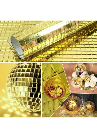 Kare Gold Cam Mozaik Fayans Çıkartmaları El İşi Kare Cam Fayans Kendinden Yapışkanlı Aynalı Dekor Panel 30x30 Cm 5570 Diğer