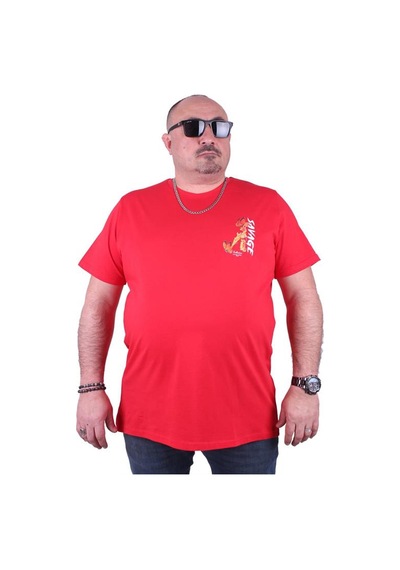 Starbattal Büyük Beden Sıfır Yaka Tişört Savage 23101 Kırmızı