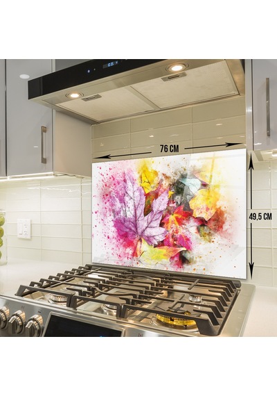 Decorita Cam Ocak Arkası Koruyucu | Renkli Sonbahar | 49,5x76cm