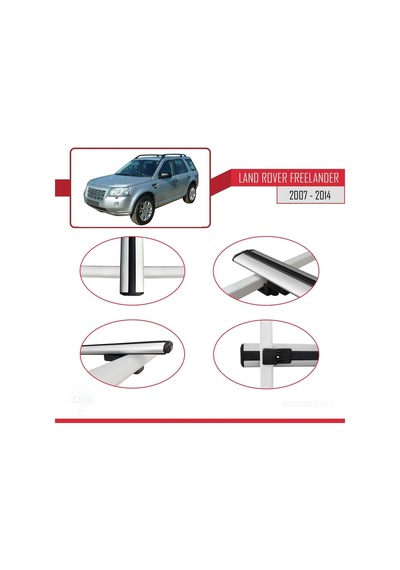 Land Rover Freelander 2007-2014 Arası İle Uyumlu Basic Model Ara Atkı Tavan Barı Gri 3 Adet
