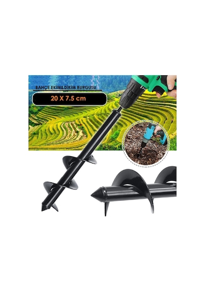 Bitki Ekim-Dikim İçin Matkap Burgu Ucu 200X75 Mm