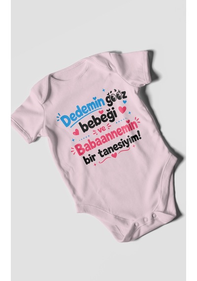 Morivokids Dedeye Ve Babaanneye Özel Kısa Kollu Bebek Body %100 Pamuk Zbn151-kk Bebe Pembe