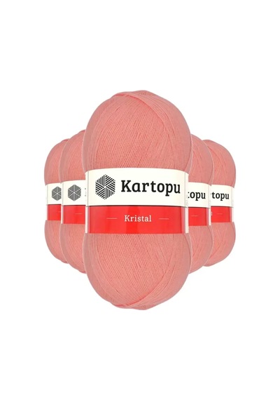Tedar 5 Adet Kristal Çift Katlı El Örgü Lif İpi Koyu Somon K1217 - Kartopu Mudanis Najmaddin (No:1) 8.5Cm X 10.5 Cm