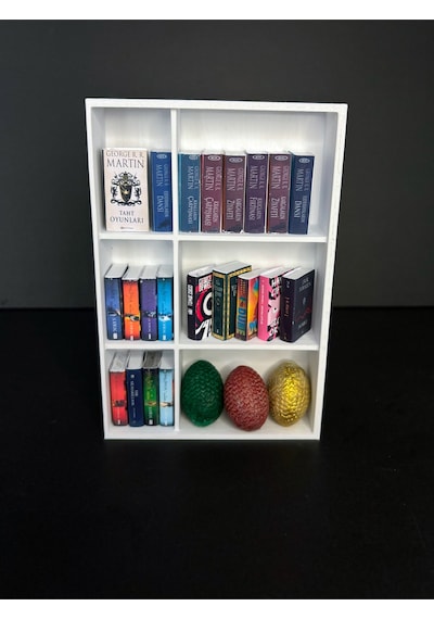 Minyatür Kitaplık El Yapımı Mini Kitap Ve Figürlü Dekoratif Kitaplık Koleksiyonluk