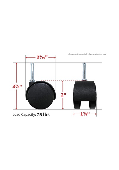 Hardware 9406 2 İnç Ofis Sandalyesi Tekerleği, Frenli Çift Tekerlek, 5/16 İnç Şaft Çapı, 34 Kg Taşıma Kapasitesi, 2'li Paket, Siyah Çok Renkli