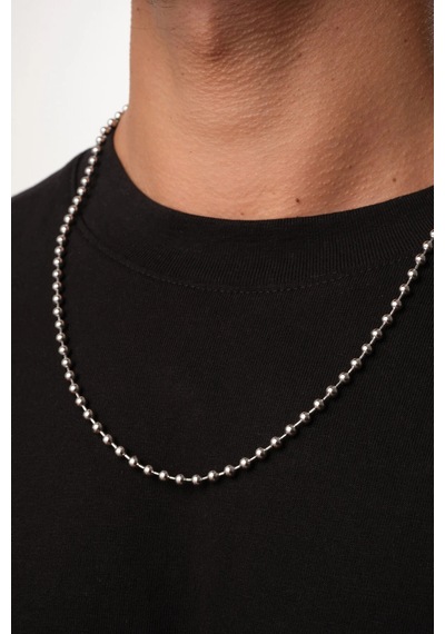 Unisex Model Erkek Kadın Top Zincir Kolye Bijuteri Bbk57 Metalik