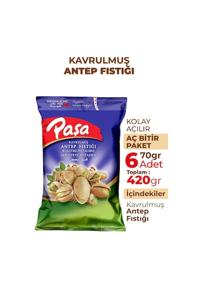 Paşa Kuruyemiş Antep Fıstığı 6 x 70 G